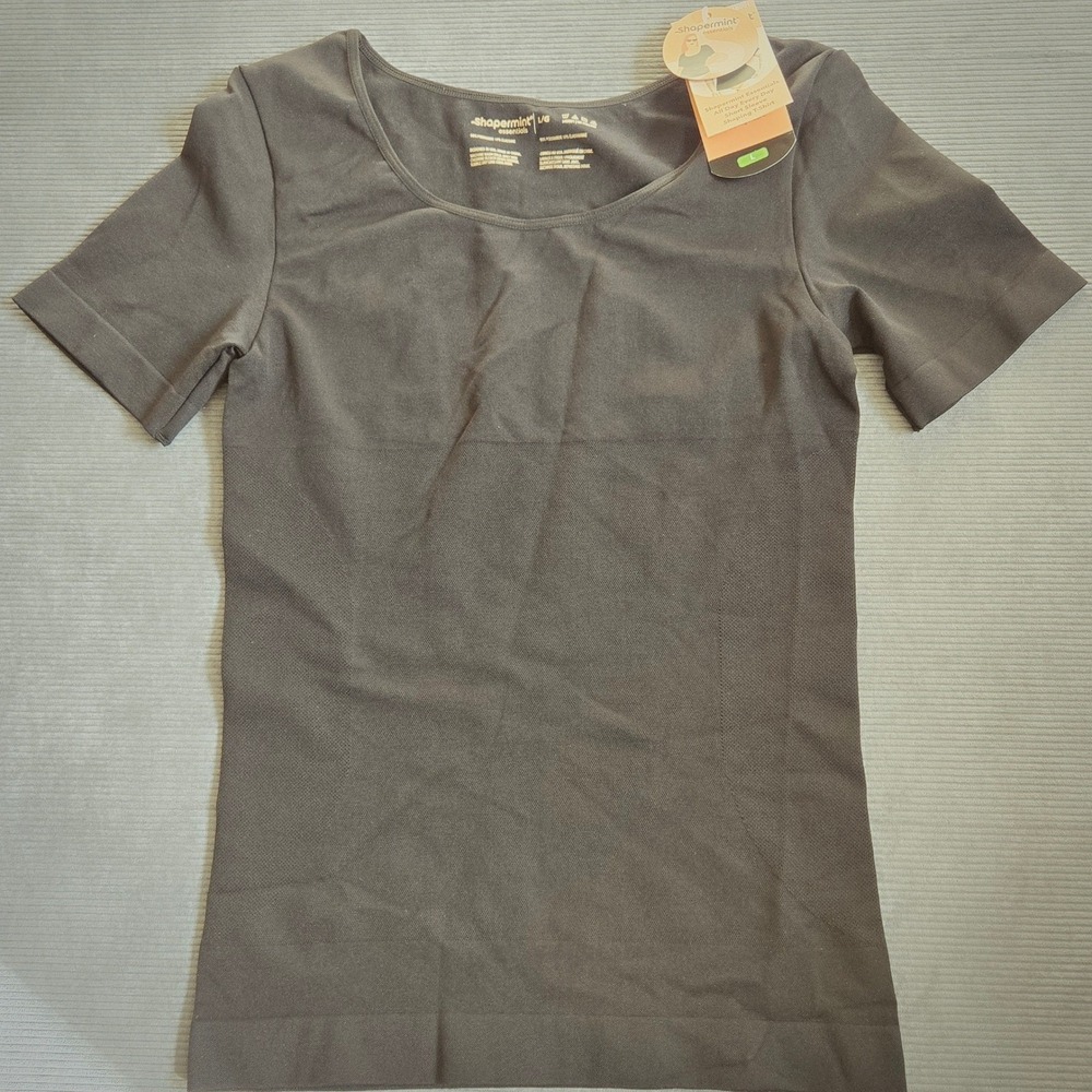 Shapermint Shaping T-Shirt Womens L Black New Compression Short Sleeve 48001